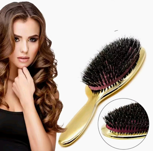Goldene ovale haarbürste aus - goldene,